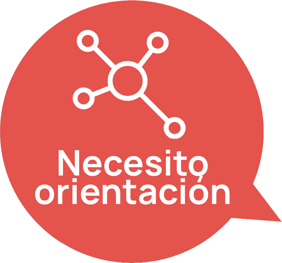 Globo de diálogo con el texto 'Necesito orientación